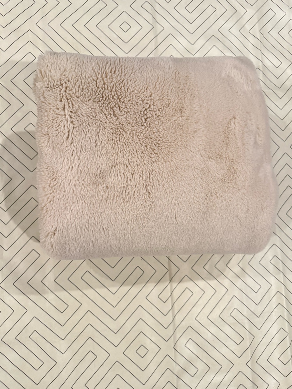 By Anthropologie Cream Faux Fur Oversized Throw